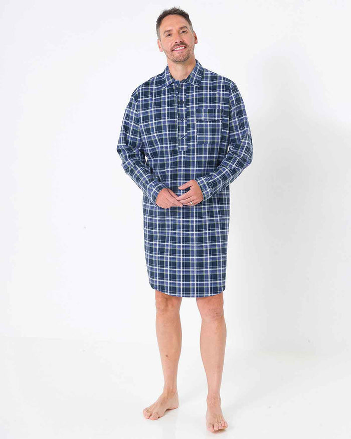 Scott Brushed Cotton Checked Nightshirt - Country Collection