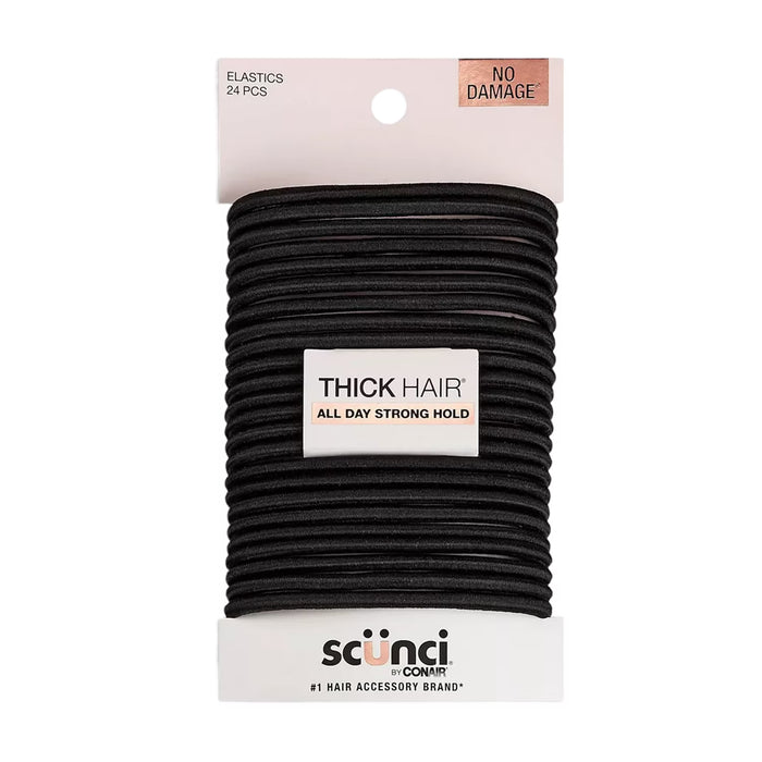 Scünci No Damage Heavy Duty Hair Ties Black 5mm - 24 Ct - 48 Pack