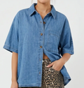 Short Sleeve Denim Button Up Shirt