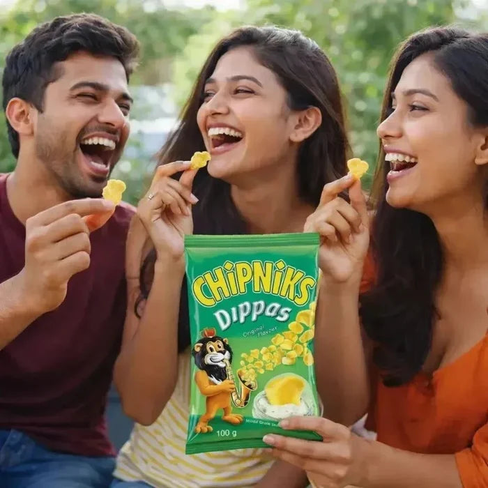 Simba Chips Chipniks Dippas 100g snack pack with crispy chips and lion mascot packaging