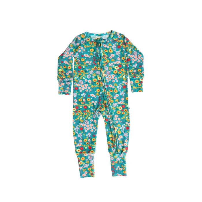 Small Ribbed Bamboo Zip Romper — Summer Meadow