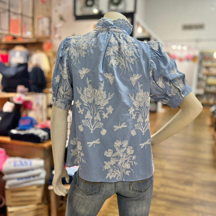 Soft Blue Embroidered Top