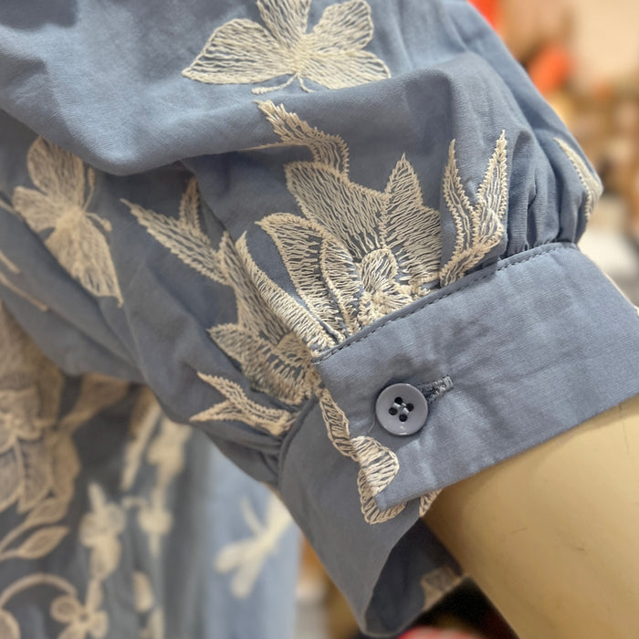 Soft Blue Embroidered Top