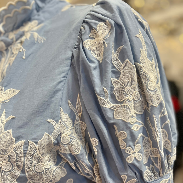 Soft Blue Embroidered Top