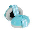 Soft Sounds Baby Earmuffs | Blue: Blue and gray baby earmuffs with a white and blue striped adjustable headband, designed for hearing protection.