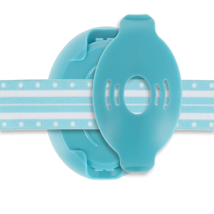 The Soft Sounds Baby Earmuffs | Blue are designed for children, providing comfortable hearing protection—ideal to use in homes where child safety locks secure cabinets or drawers.
