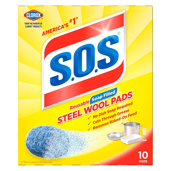 S.O.S Regular Steel Wool Soap Pads, 10 Count - 6 Pack