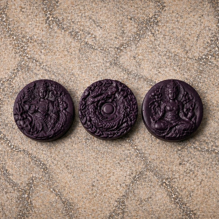 Spiritual Gangster Thai dragon guest soaps with Rhassoul clay, tussah silk, argan oil, and vitamin E
