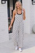 Spot On Polka Dot Wide Leg Overall Jumpsuit