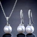 Wedding Jewelry - Pearl and Cubic Zirconia Bridal Necklace and Earrings Set - Available in Silver, Rose Gold and Yellow Gold