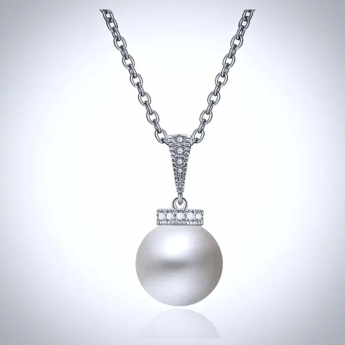 Wedding Jewelry - Pearl and Cubic Zirconia Bridal Necklace and Earrings Set - Available in Silver, Rose Gold and Yellow Gold