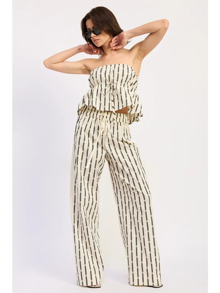 Striped Lounge Pants with Waist Drawstring