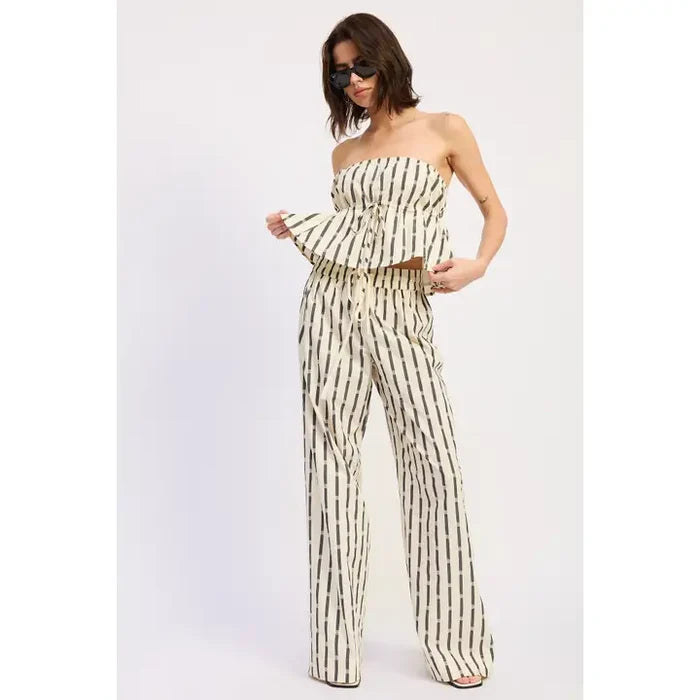 Striped Lounge Pants with Waist Drawstring