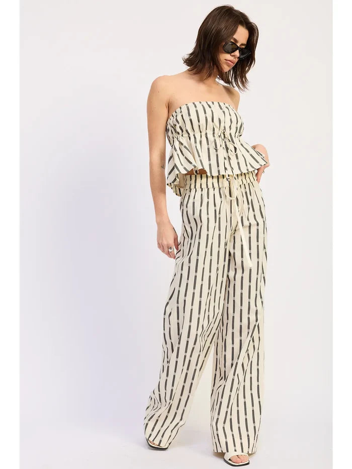 Striped Lounge Pants with Waist Drawstring