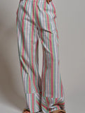 Striped Wide-Leg Cotton Blend Pants