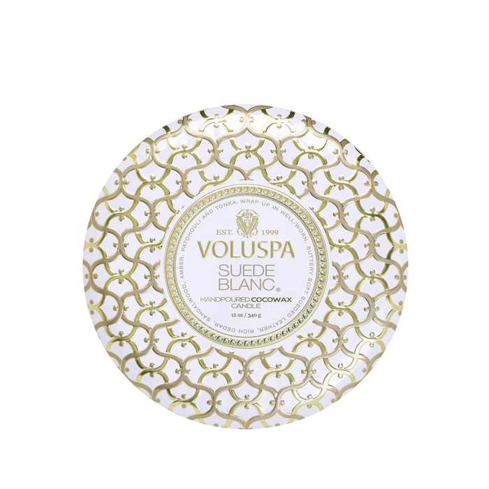 Suede Blanc 3 Wick Tin Candle