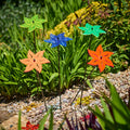 SunCatcher Lotus Garden Stakes – Set of 5 Fluorescent Outdoor Garden Ornaments | Small, Medium & Large