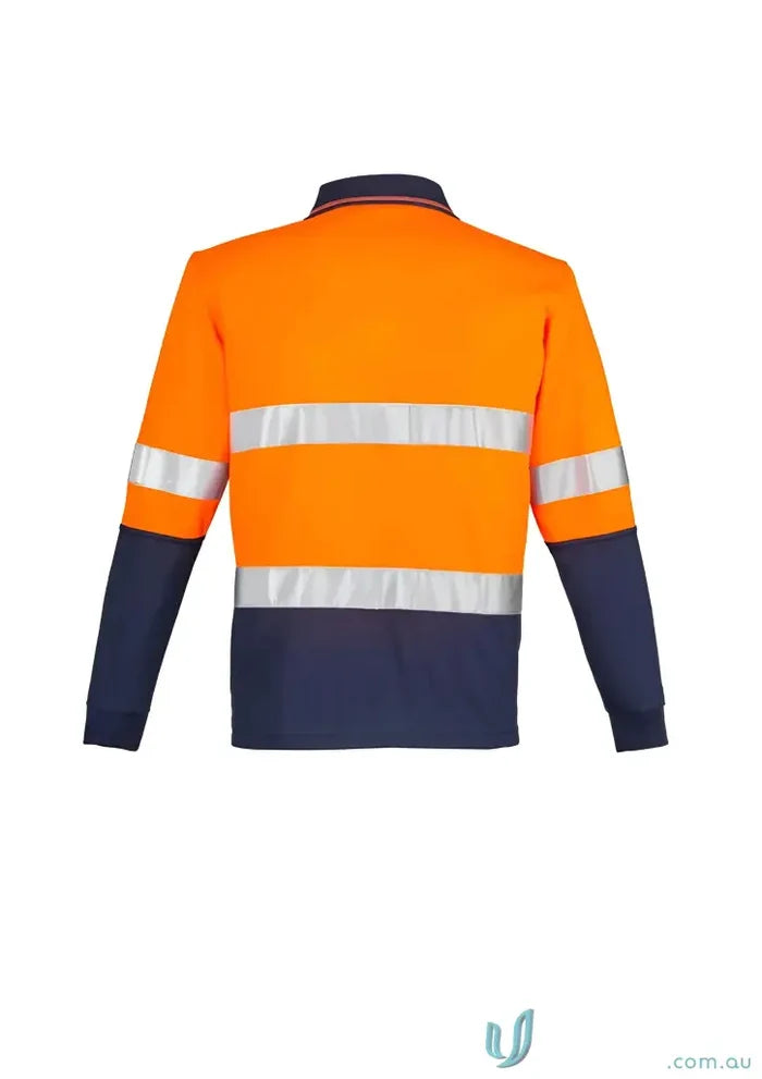 Orange and navy blue Syzmik Mens Vis Spliced Long Sleeve Hoop Taped Work Shirt