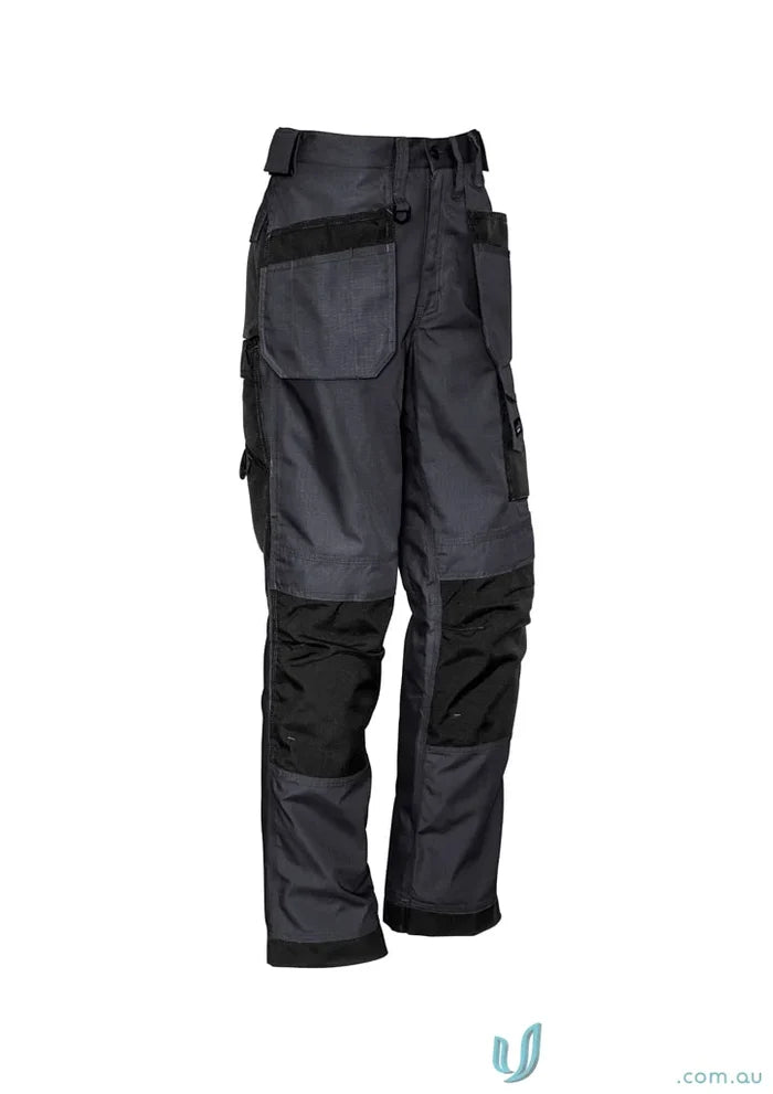 Gray and black Syzmik Men’s Ultralite Knee Pads work pants with supersized tool belt
