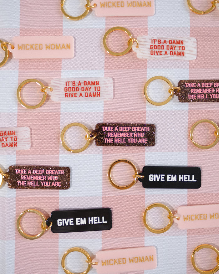 Take A Deep Breath Remember Who The Hell You Are Rectangle Keytag - Glitter