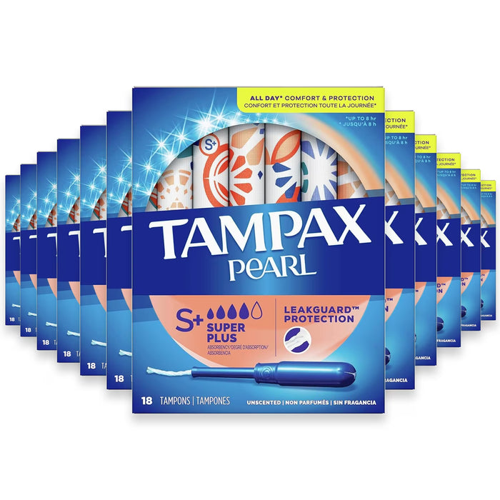 Tampax Pearl Tampons Super Plus, Unscented  18 Ct - 12 Pack
