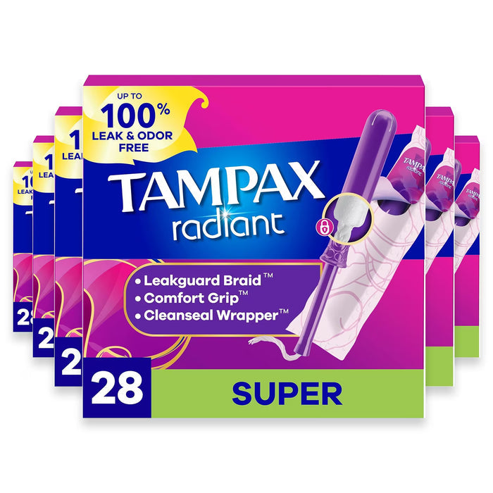 Tampax Radiant Super Tampons - 28Ct - 6 Pack