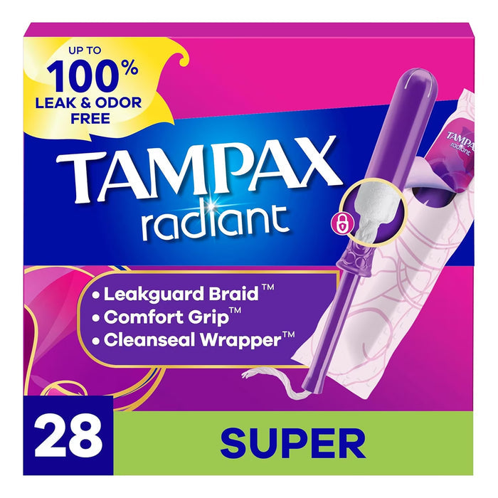 Tampax Radiant Super Tampons - 28Ct - 6 Pack