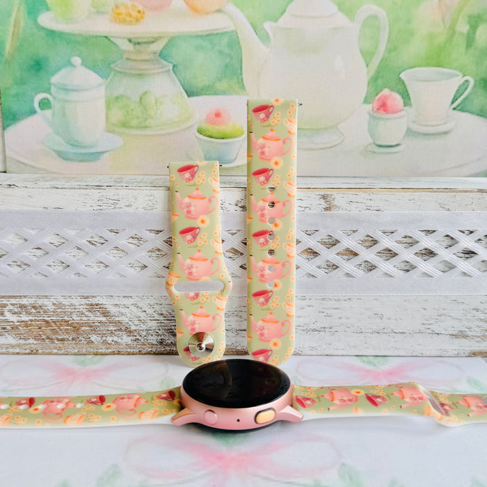 Tea Time Delight Print Silicone Band For Samsung Watch
