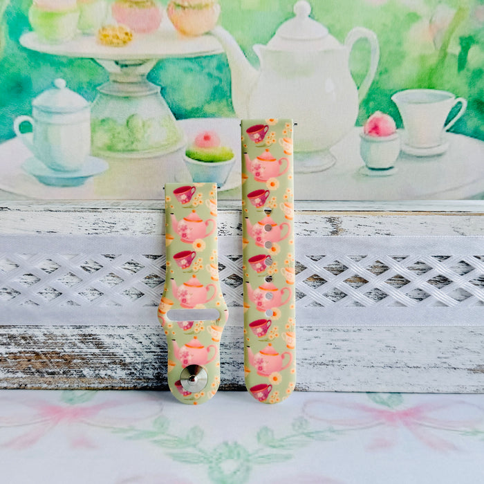 Tea Time Delight Print Silicone Band For Samsung Watch
