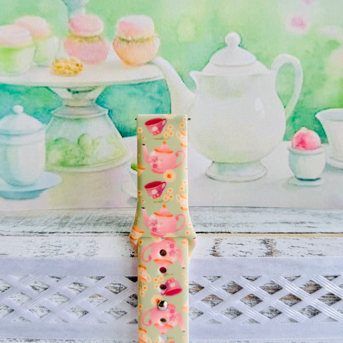 Tea Time Delight Print Silicone Band For Samsung Watch