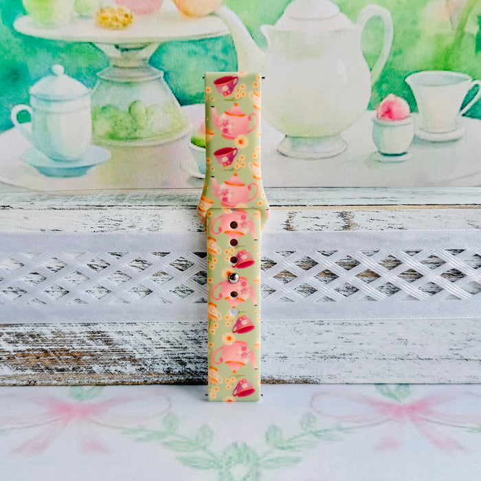 Tea Time Delight Print Silicone Band For Samsung Watch