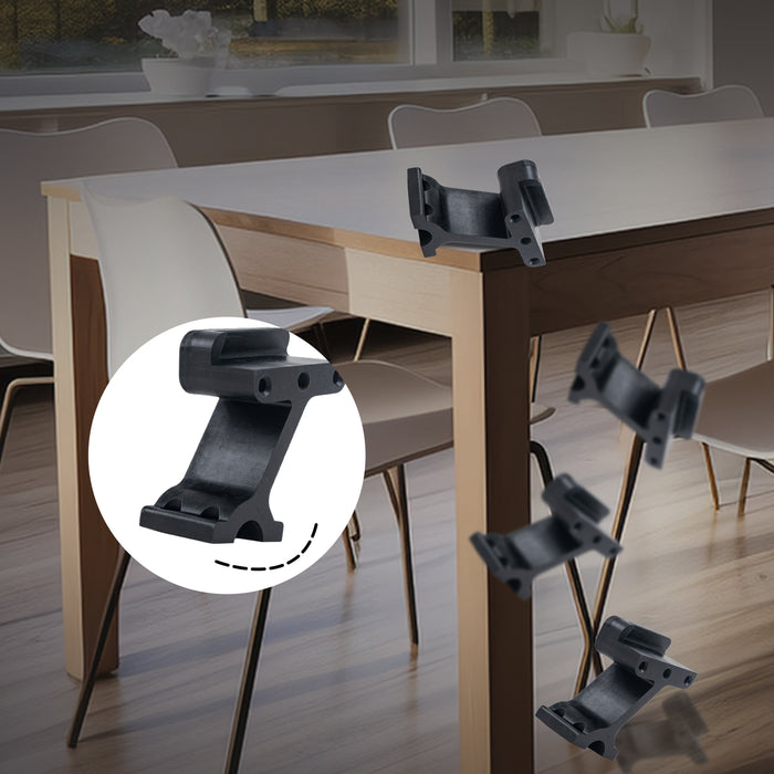 flexible resin 3D printed black table corner brackets multiple views semi-rigid snap-fit