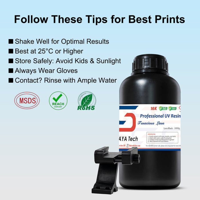 flexible resin 1kg bottle with usage tips MSDS REACH RoHS certification badges