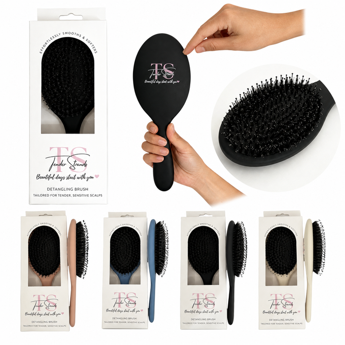 The brush that ends hair brushing battles — finally.
Say goodbye to tugging, tantrums, and tears, and hello to silky, happy hair every single day.

🌟 Key Features

✔ No Tears, No Tangles – Glides smoothly through knots without pulling
✔ Gentle on Sensitive Scalps – Perfect for kids, sensory-sensitive individuals &amp; tender heads
✔ Dual-Bristle Design – Soft boar + flexible nylon bristles for shine and detangling power
✔ Encourages Independence – Lightweight and easy for little hands to use
✔ W