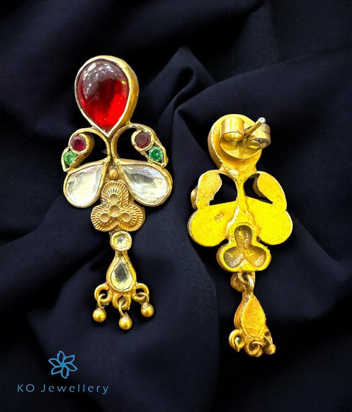 The Aaria Peacock Silver Kundan Earrings