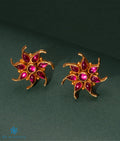 The Pauspa Silver Kempu Ear-Studs (Red)
