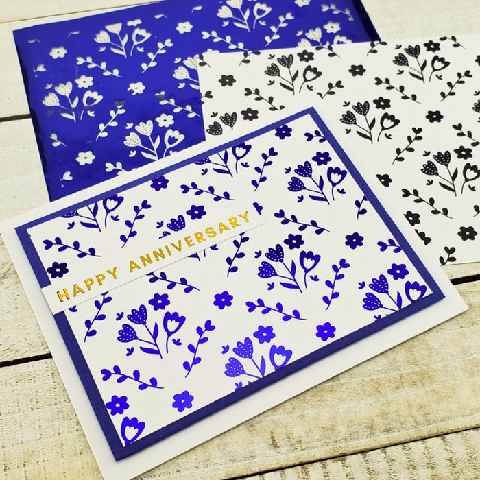 Therm-O Web - Deco Foil Toner Card Fronts, 4.25" x 5.5" - Fresh Florals (8 Sheets). Available at Embellish Away located in Bowmanville Ontario Canada. Example by brand ambassador.