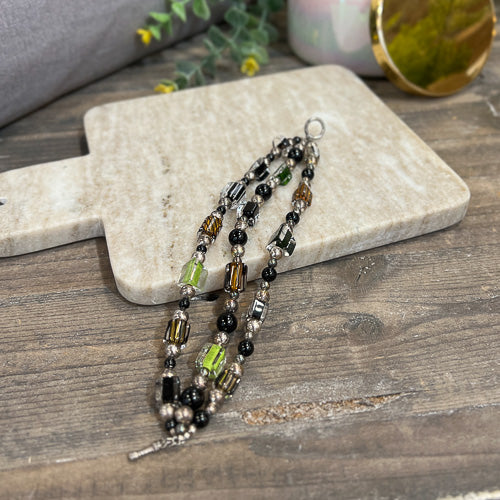 Three Strand Glass & Sterling Bracelet