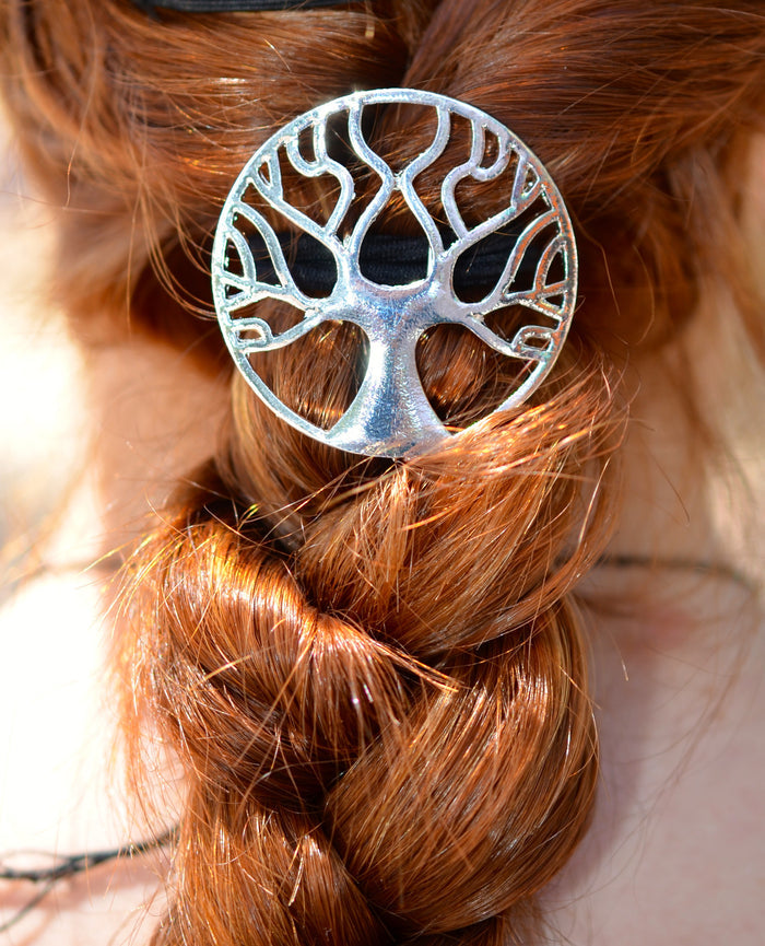 Tree of Life Hair Hook – Silver Ponytail Holder | Celtic, Boho & Festival Hair Accessory