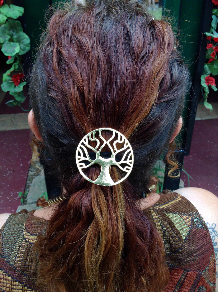 Tree of Life Hair Hook – Silver Ponytail Holder | Celtic, Boho & Festival Hair Accessory