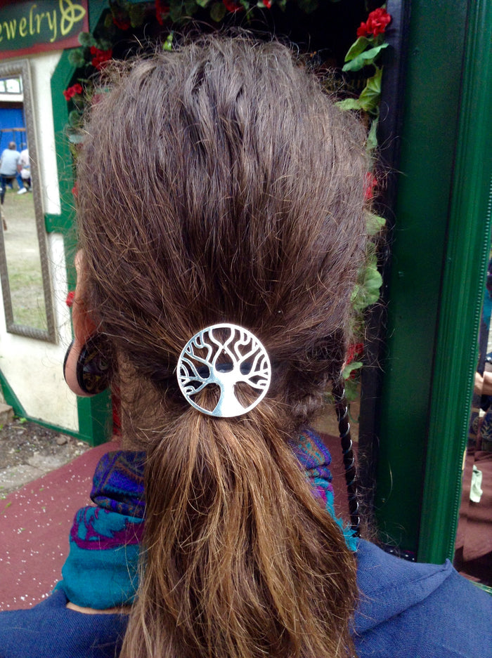 Tree of Life Hair Hook – Silver Ponytail Holder | Celtic, Boho & Festival Hair Accessory