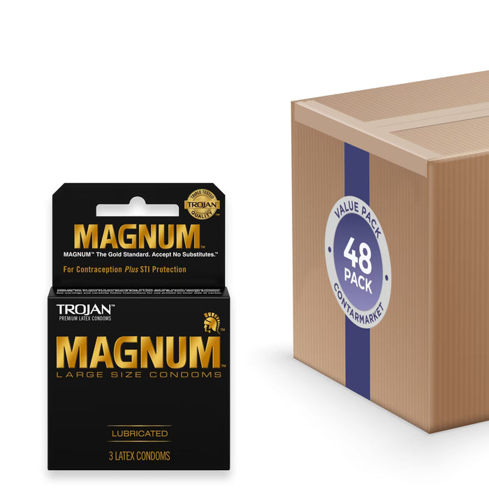 Trojan Magnum Lubricated Condoms, Large - 3 Ct - 48 Pack