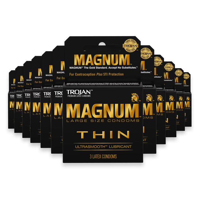 Trojan Magnum Thin Lubricated Condoms, 3 Ct - 48 Pack