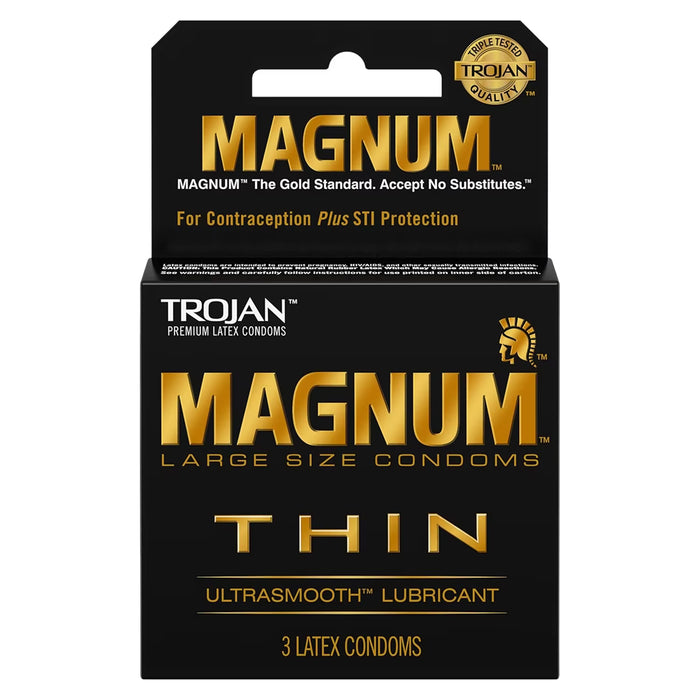 Trojan Magnum Thin Lubricated Condoms, 3 Ct - 48 Pack