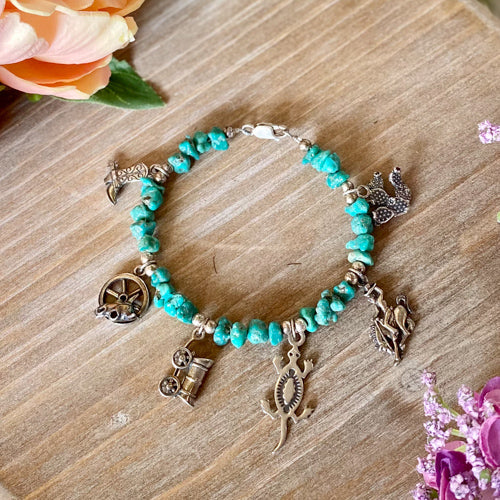 Turquoise Chip Charm Bracelet