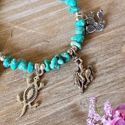 Turquoise Chip Charm Bracelet
