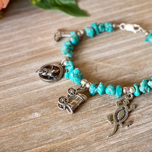 Turquoise Chip Charm Bracelet