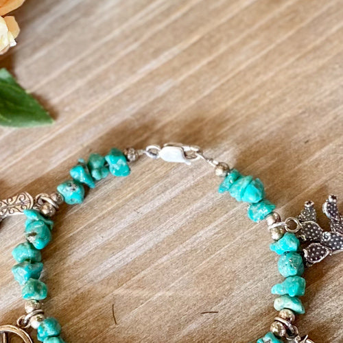 Turquoise Chip Charm Bracelet