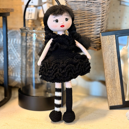 Wednesday Addams Crocheted Doll