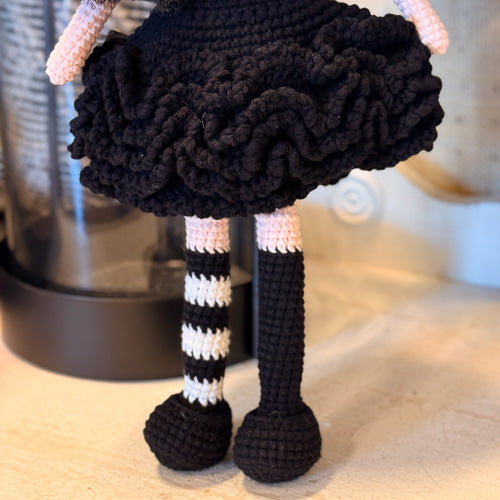 Wednesday Addams Crocheted Doll
